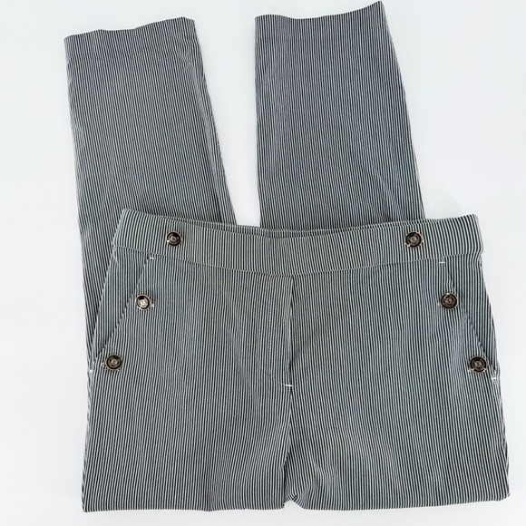 Jules & Leopold Pants - JULES & LEOPOLD Navy Blue White Pinstripe Sailor Button Ankle Pants Large